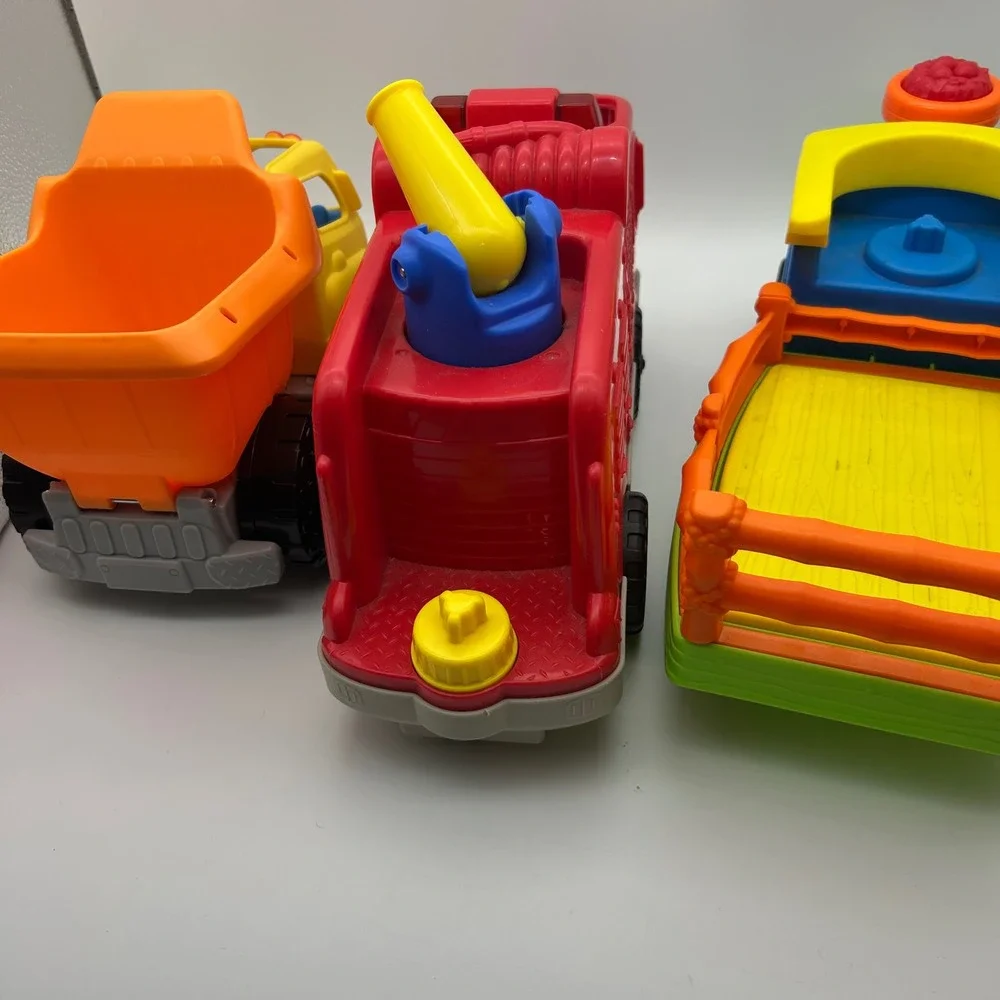Fisher-Price Little People Vehicle Lot Dump Truck Fire Engine Train 3pc Set